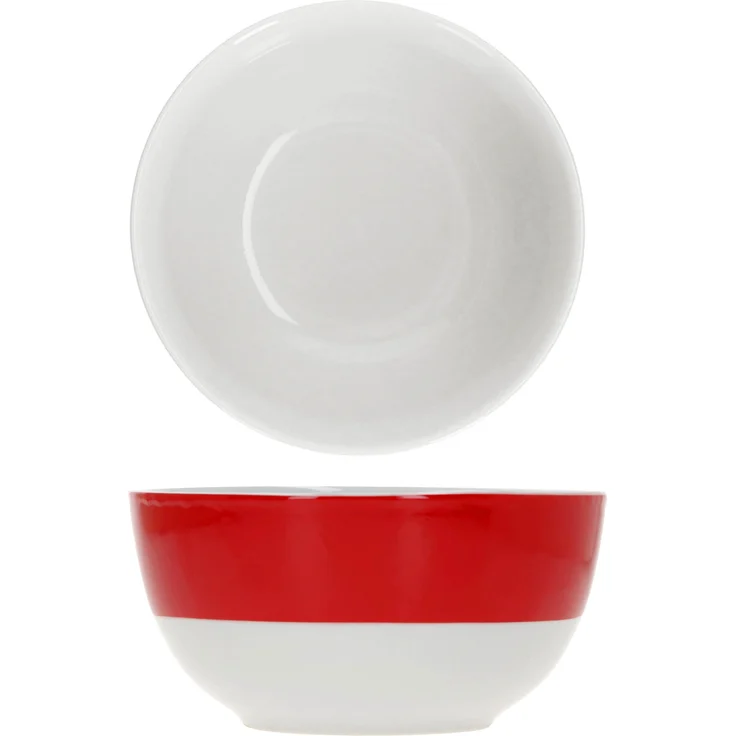 18tlg Frühstücksset Variant Rot Porzellan 6 Personen Teller Schale Becher – Bild 4