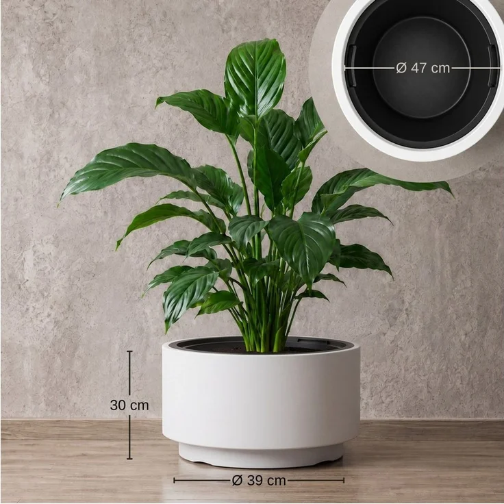 matches21 HOME & HOBBY Blumentopf Großer außen Blumentopf NIVO rund 47 x 44 cm weiß (2 St), Moderner Pflanztopf Outdoor Pflanzkübel wetterfest – Bild 2