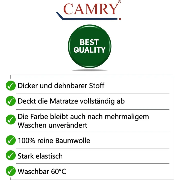 Camry Spannbettlaken CLASSIC, Jersey Baumwolle, Gummizug: rundum, viele Farben, alle Matratzenhöhen, Bettlaken, Spannbetttuch – Bild 5
