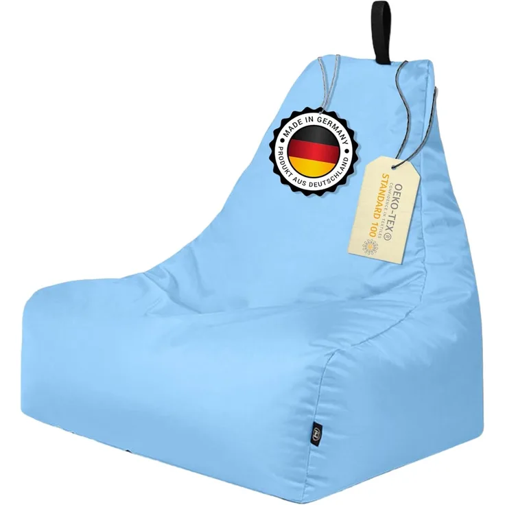 Patchhome Lounge Sessel XXL Gamer Sessel Sitzsack Sessel Sitzkissen In & Outdoor geeignet fertig befüllt | XXL - Hellblau - in 2 Größen und 25 Farben