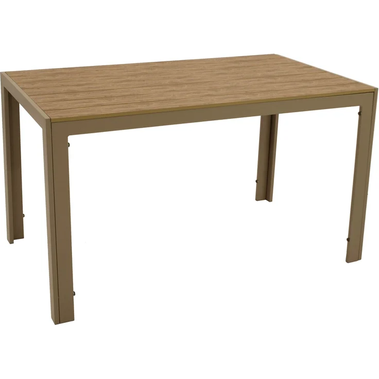 DEGAMO SORANO Gartentisch, Alu + Kunstholz, champagnerfarben/braun, 125x70cm – Bild 1