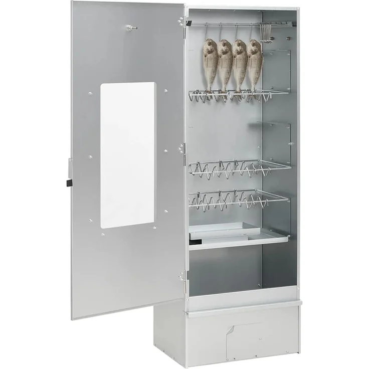 vidaXL Räucherofen mit Kaltrauchgenerator, Verzinkter Stahl, 44,5 x 29 x 110 cm, 19.56 kg, mit Glasfenster – Bild 2
