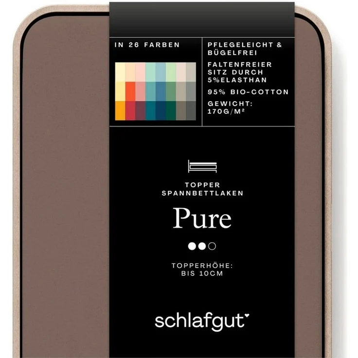 Schlafgut 'PURE TOPPER' Spannbettlaken, für Topper bis 10 cm Höhe, Sand Deep, XL 180x200 cm - 200x220 cm, 100% Bio-Baumwolle – Bild 2