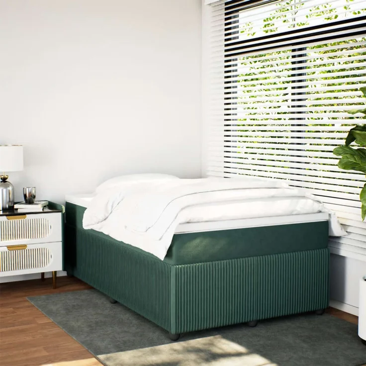 vidaXL Boxspringbett mit Matratze Dunkelgrün 120x200 cm Samt 3285635 – Bild 3