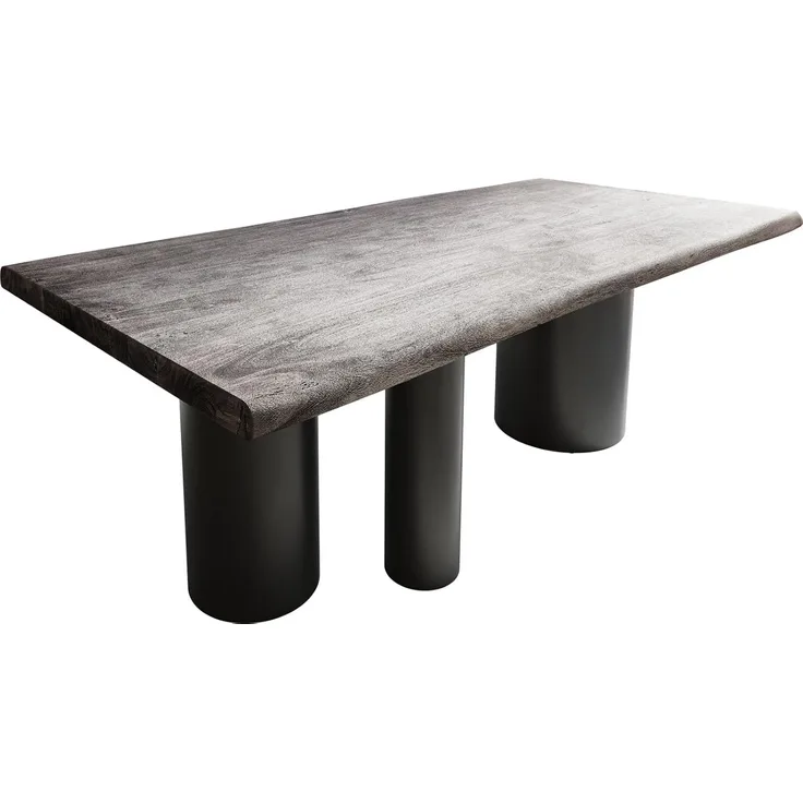 Esstisch Edge 200x100 XL Akazie Platin Troa Metall Schwarz Live-Edge