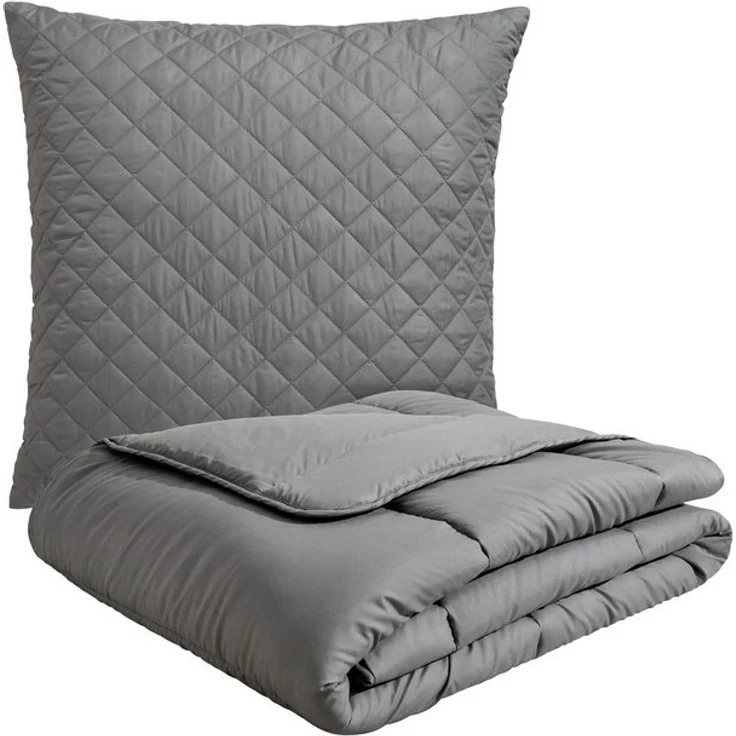OTTO home Microfaserbettdecke + Microfaserkissen Clarra Spar Set, Decke + Kissen 135x200, 155x200 cm & weitere Größen, Set mit Kissen 40x80 cm, 80x80 cm, Sommer, Herbst, Winter in grau – Bild 4