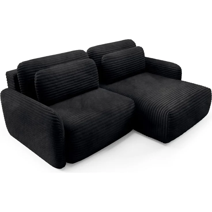 Ecksofa Schlafsofa Sofa SIMONE in Stoff Ambience Schwarz Ottomane Rechts – Bild 2