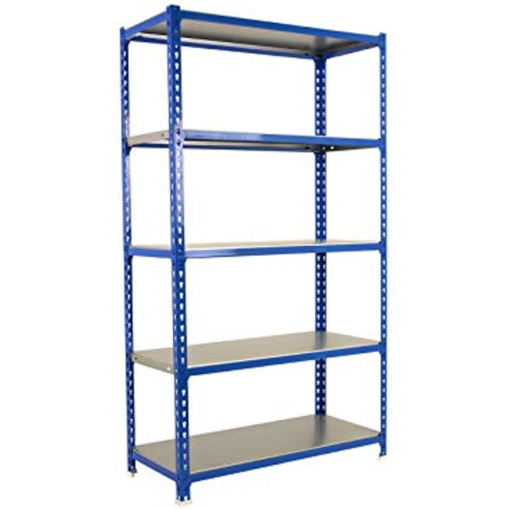 SimonRack Schwerlastregal, Lagerregal, 200 x 100 x 50 cm, Metallregal, Kellerregal, Biegestelle 180 kg, 5 Fachböden, Blau/Verzinkt - Simonclick – Bild 2