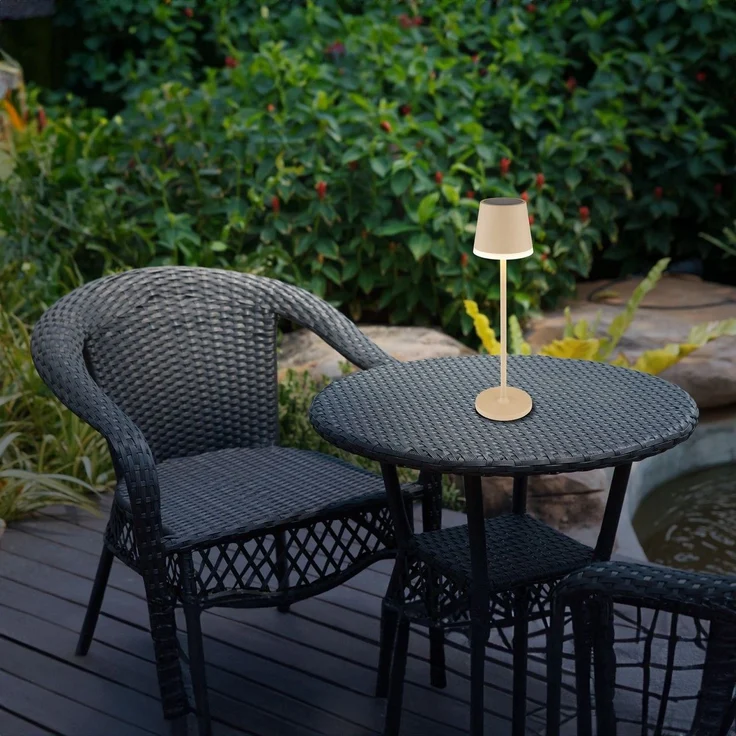 Tischlampe Kabellos Solar Akku Tischleuchte Außen Solarleuchte Braun 36637S – Bild 2