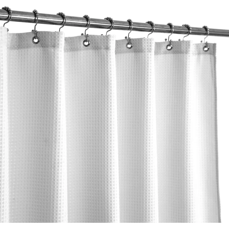 Duschvorhang für Duschkabinen, Stoff, Waffelgewebe, Hotel, Luxus, Spa, 230 g/m², strapazierfähig, wasserabweisend, maschinenwaschbar, Piqué-Muster, dekorativer Badezimmer-Vorhang, 121,9x182,9 cm