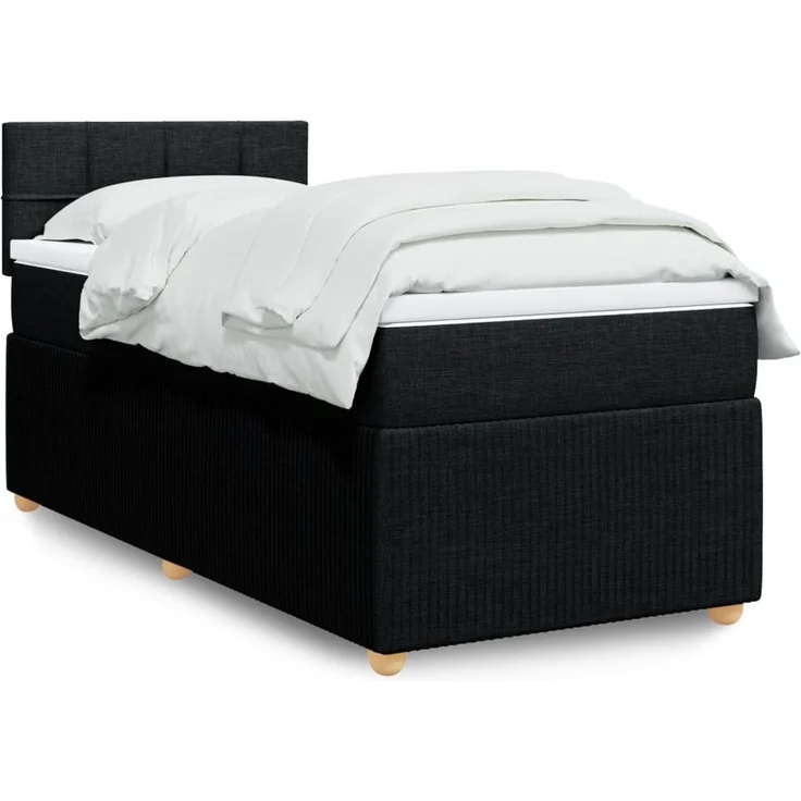 vidaXL Boxspringbett mit Matratze Schwarz 80x200 cm Stoff 3289585 – Bild 1