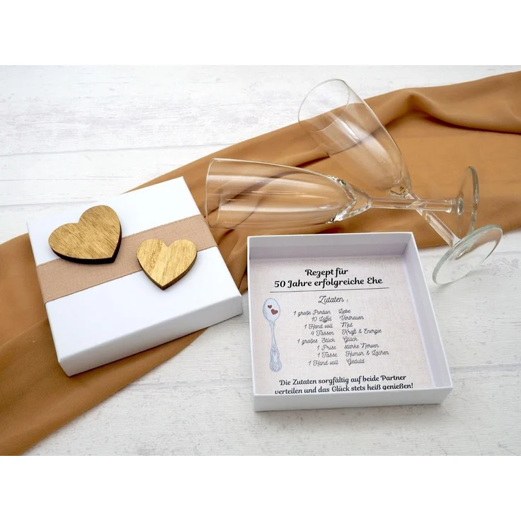 ZauberDeko Geschenkbox Geldgeschenk Verpackung Gold Hochzeit Geschenk Rezept für 50 Jahre Ehe – Bild 3