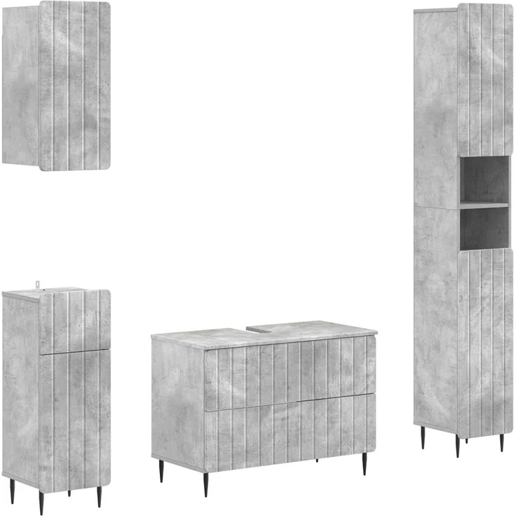 vidaXL 4-teiliges Badezimmer-Schrank-Set ZWOLLE Betongrau 3417921 – Bild 2
