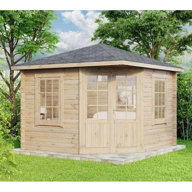 Alpholz Holz Gartenhaus Monica | Natur | 325x325x270 cm – Bild 2