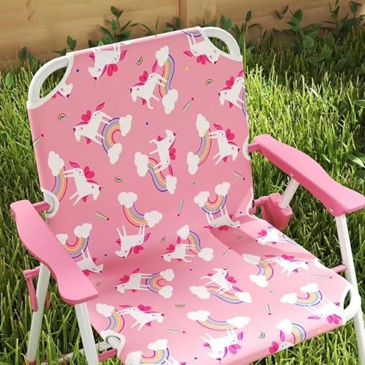 AIYAPLAY Garten-Kindersitzgruppe mit abnehmbarem Sonnenschirm, (Kindertisch mit 2 Klappstühlen, 4-tlg, Kindersitzgarnitur), für Kinder 2-5 Jahre, für Garten, Hinterhof, Terrasse, Rosa – Bild 10