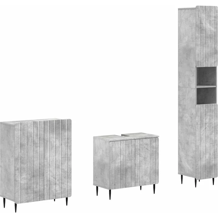 vidaXL 3-teiliges Badezimmer-Schranksystem ZWOLLE Betongrau 3417435 – Bild 2