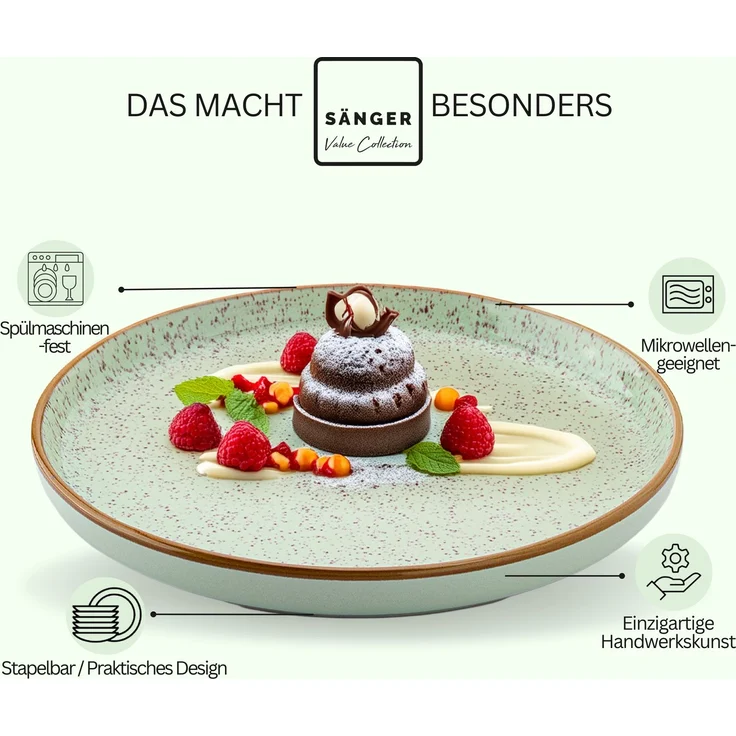 SÄNGER Dessertteller Set Rio Minze - 6 teilig aus Steingut – Bild 4