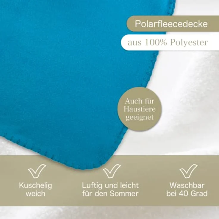Wohndecke Polar-Fleece mit Antipilling, ca. 420g, 130x160 cm, KiGATEX, Ziersticheinfassung – Bild 3