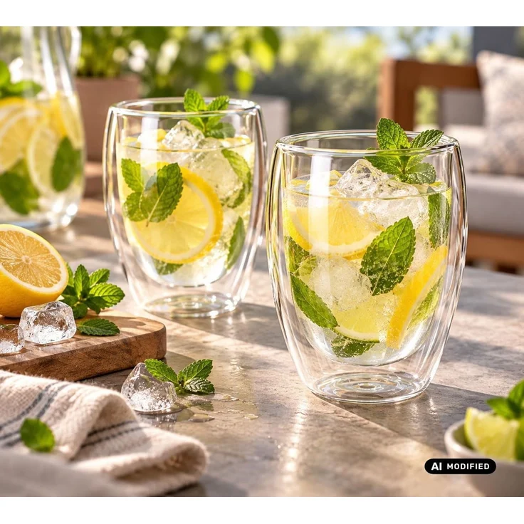Doppelwandiges Gläser-Set 300 ml, aus hochwertigem Borosilikatglas - 2er Set – Bild 4