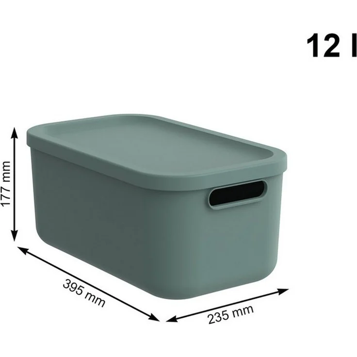 ROTHO Stapelbox Albula Light Set 5tlg. 4x 12l und 55l Aufbewahrungsboxen mit Deckel (5-teilig, Boxen-Set), Kisten stapelbar und mit Grifföffnungen – Bild 3