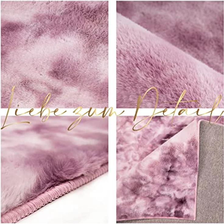 Teppich Wohnzimmer Hochflor - Lila Weiß - 200x290cm - Kuschelig Super Soft Weich Touch - Schlafzimmer Dekoration - Deko Teppiche – Bild 5