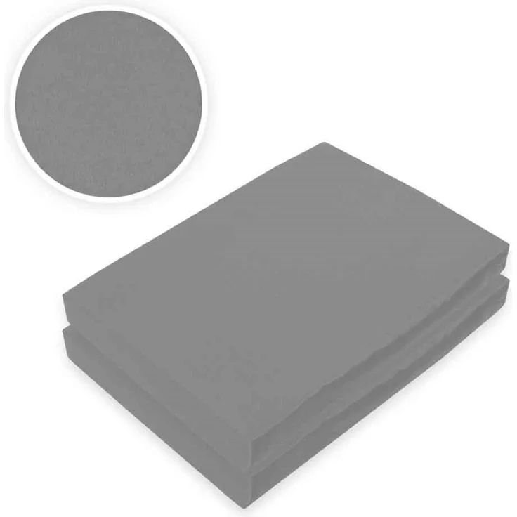 Doppelpack Marke Jersey Spannbettlaken 60 x 120 - 70 x 140 cm Grau – Bild 2