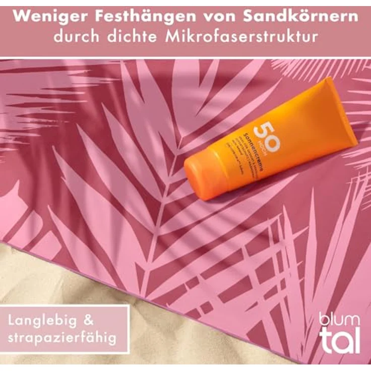 Blumtal Reisehandtuch Strandhandtuch 90x180 cm aus Mikrofaser - kompakt & schnelltrocknend, sandfrei mit Band - Mikrofaser Handtuch groß mit Wellen-Muster – Bild 7