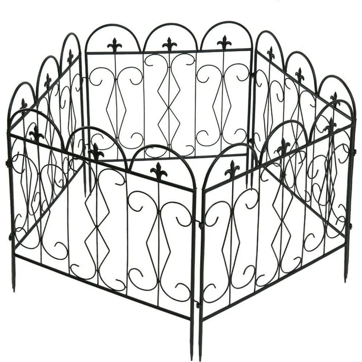 UNHO Gartenzäune Beetzaun Metall Rankgitter Dekozaun Betteinfassung Beetbegrenzung 5 Stück Teichzaun Gartenzaun Steckzaun Metall Zaun Zaunelement Gehege Zaungitter Schwarz 61x70 cm – Bild 10