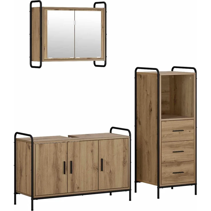 vidaXL Badezimmerschrank-Set 3 stk. Artisan-Eiche 40 x 36 x 109,5 cm 3444530 – Bild 2