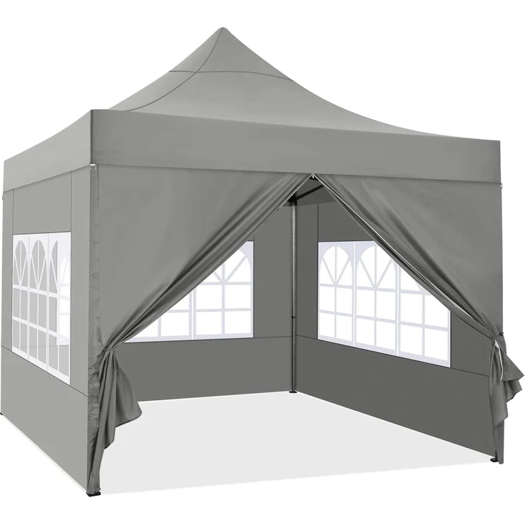 COBIZI Pavillon 3x3 Wasserdicht Stabil Winterfest mit Seitenwand u Sandsack,Popup Faltpavillon Partyzelt,Sonnenschutz Gartenpavillon für Strand Hochzeit Camping mit Tasche mit Rollen(3 mal 3m Grau) – Bild 9