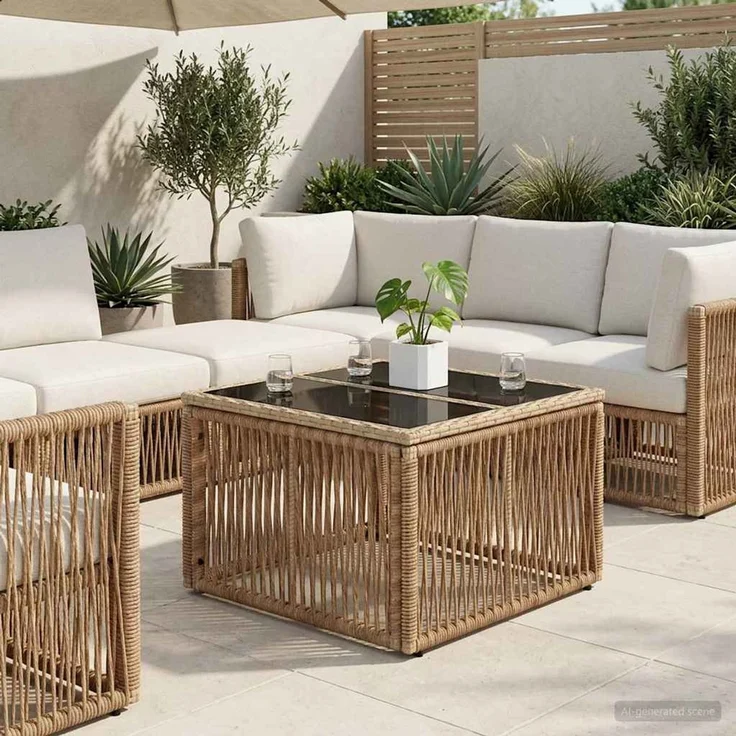 vidaXL Gartentisch Beige und Schwarz 55 x 55 x 37 cm 42035135 – Bild 1