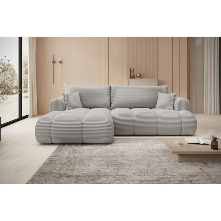 thematys Ecksofa TREVIO 260 x 165 cm, mit Schlaffunktion, mit Bettkasten, Hellgrau (Tilia 86), Ausrichtung links – Bild 3