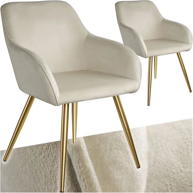 tectake Esszimmerstuhl Marilyn (2er Set, 2 St), gepolstert, in Samtoptik – Bild 1