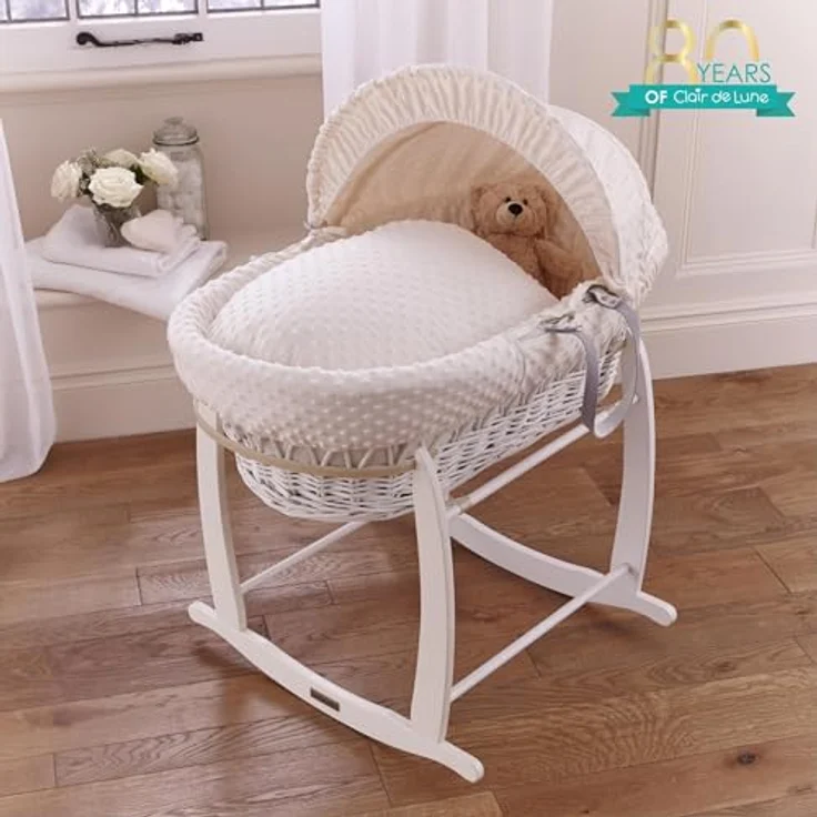 Clair de Lune Dimple Weidenkorb mit Bettwäsche, weiß, 68x30 cm (Creme) – Bild 5