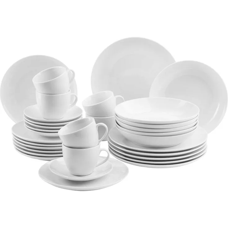 Mäser 921345 Kombiservice Barca für 6 Personen, Porzellan, weiß (1 Set, 30-teilig)