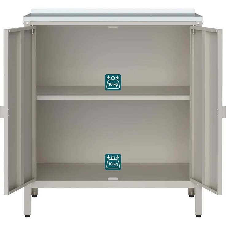 Outdoor Schrank Bolognano 92 x 80 x 50 cm Beige, matt [casa. pro] – Bild 3