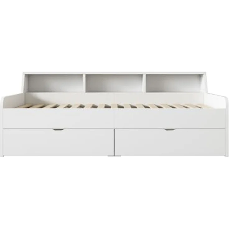 SOFTWEARY Jugendbett mit Lattenrost und Schubladen (90x200 cm), Einzelbett, Massivholzbett – Bild 6