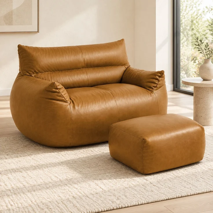 Sitzsack aus Tech-Stoff, ergonomisch geformt, 133x100x75 cm, Braun – Bild 1