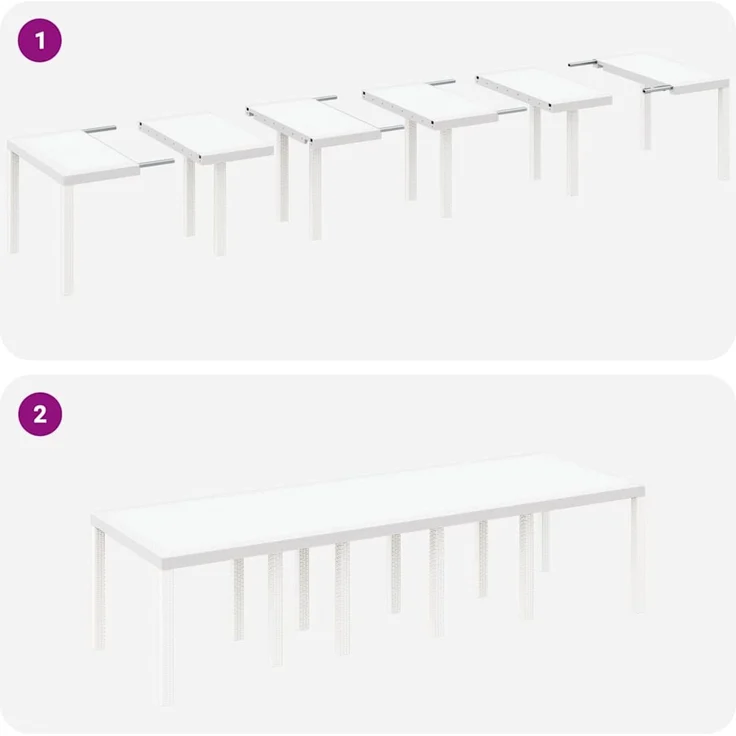 vidaXL Gartentisch Weiß 300 x 100 x 73 cm Poly-Rattan 3378522 – Bild 9