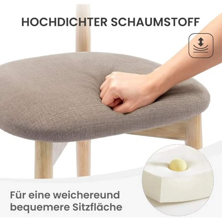COLAMY Esszimmerstühle 4er Set, Stühle Esszimmer mit Rückenlehne, Moderne Küchenstühle Gepolstert, Stoff Dining Chairs mit Back, für Esszimmer, Küche, Restaurant, Holzbein in Naturholzfarbe, Kamel – Bild 5