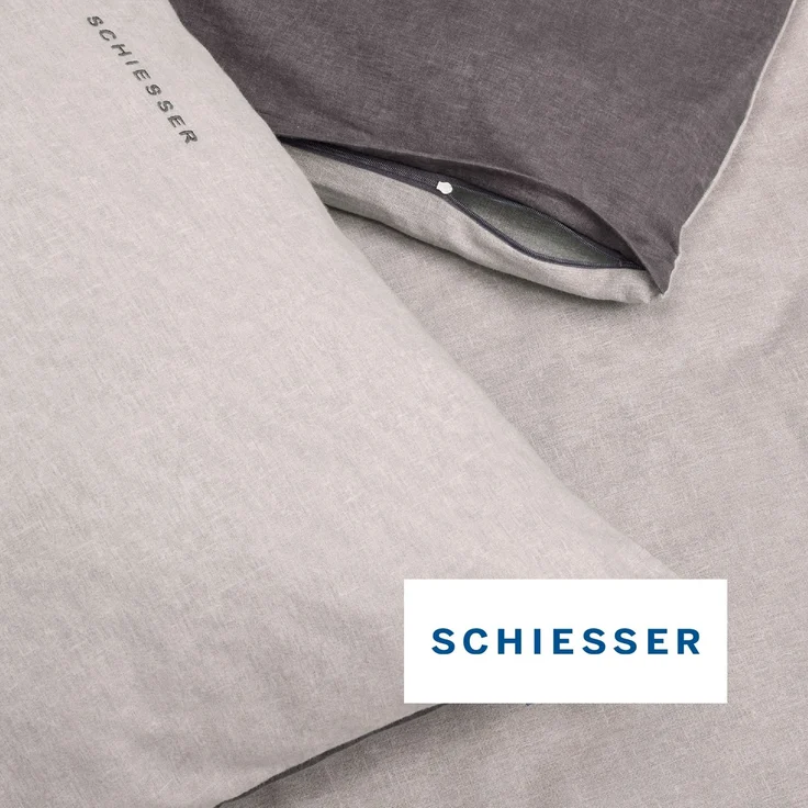 Schiesser 'Doubleface' Wendebettwäsche, Baumwolle, 2-teilig, Grau / Rosa, 135x200 cm, Renforcé – Bild 4