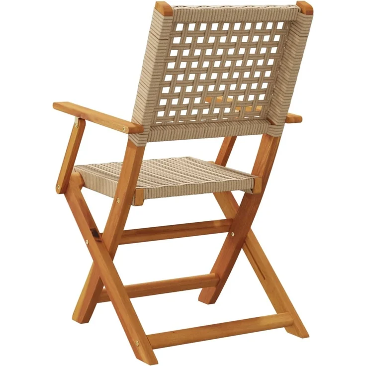 vidaXL Gartenstühle 8 Stk. Klappbar Beige Poly Rattan & Massivholz 3214564 – Bild 5