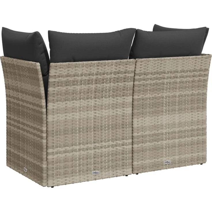 vidaXL Gartensofa mit Kissen 2-Sitzer Hellgrau Poly Rattan 366192 – Bild 5