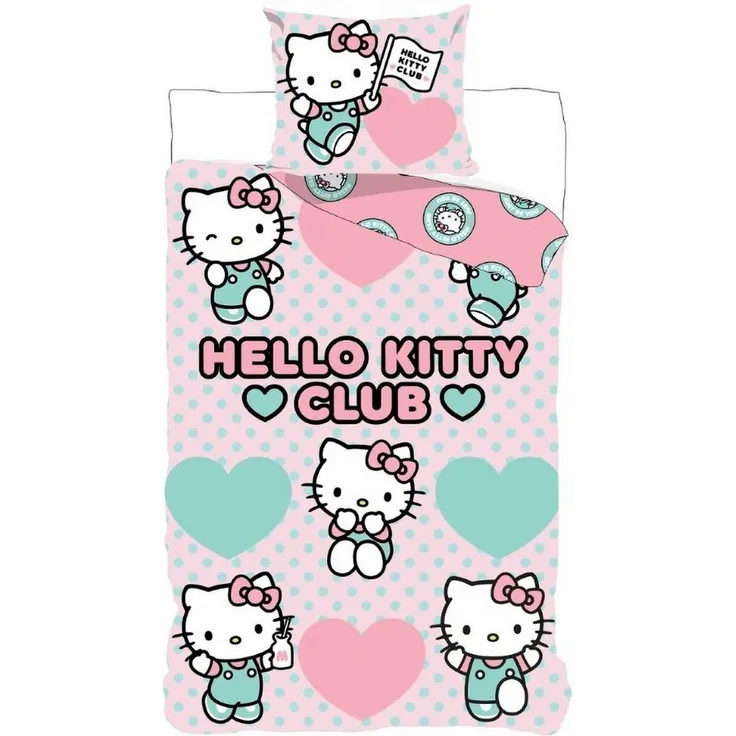 BrandMac Bettwäsche Hello Kitty - Bettwäsche-Set mit Wendemotiv, 135x200 & 80x80, Baumwolle, 100% Baumwolle