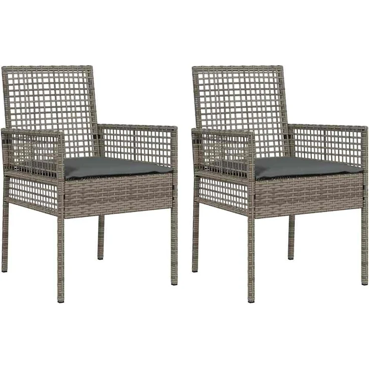 vidaXL Gartenstuhl mit Kissen 2 pcs Grau 55 x 53 x 85 cm Poly-Rattan 42003447 – Bild 1