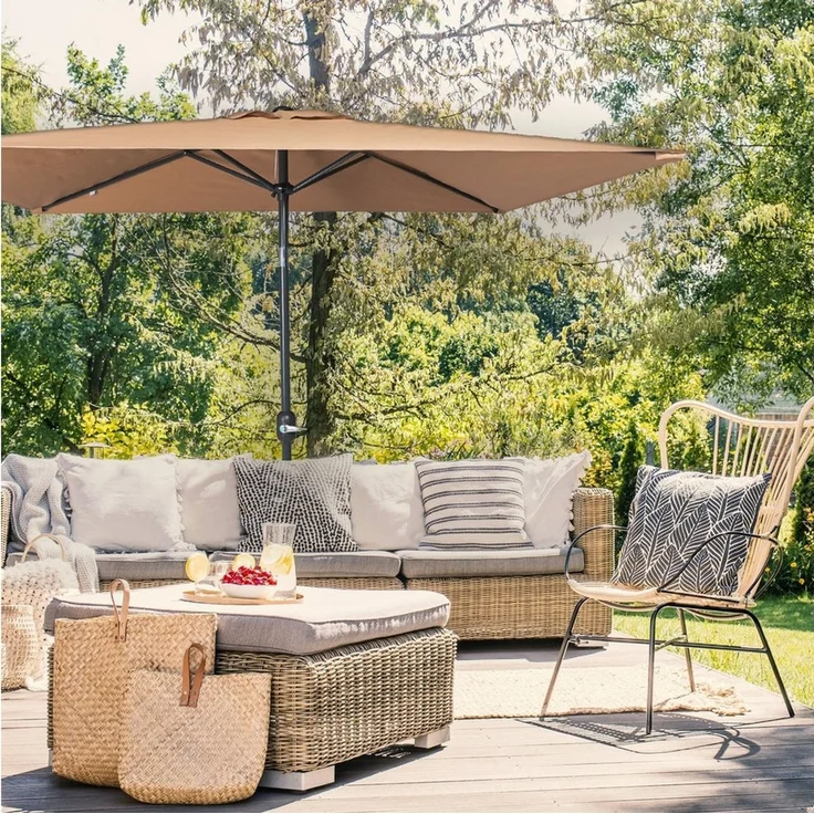 paramondo Sonnenschirm parajuna kleiner Sonnenschirm, 2,3 x 1,3 m, rechteckig, creme, LxB: 230x130 cm, Klein, eckig, knickbar: ideal für Balkone, Stahl/Polyester – Bild 3
