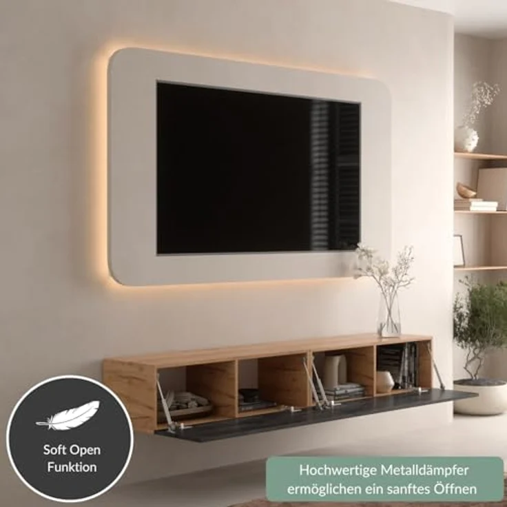 Planetmöbel TV-Board Planetmoebel TV Board WEST 100 - 320 cm, verschiedene Farben (TV Lowboard, Fernsehschrank hängend oder stehend), Fernsehtisch 2x 100cm breit – Bild 6