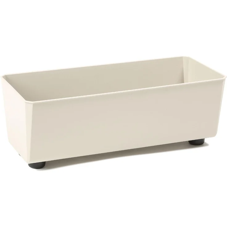 LAMELA Rechteckiger Pflanzkasten mit eleganten Füßen – Beigefarbener Blumenkübel aus robustem Kunststoff 37x17 cm, 6L – Wetterfest & Pflegeleicht - für Innen & Außen, Beige