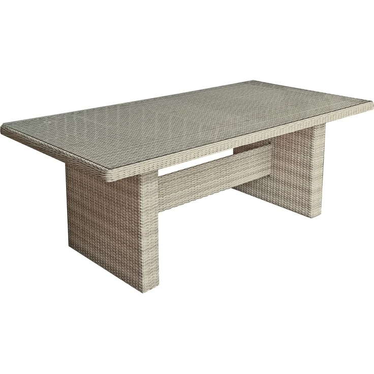 Gartentisch DELHI - Kunststoff, Sesamgrau, 200 x 100 x 75 cm | Terrassentisch Wetterfest Outdoor Glastisch
