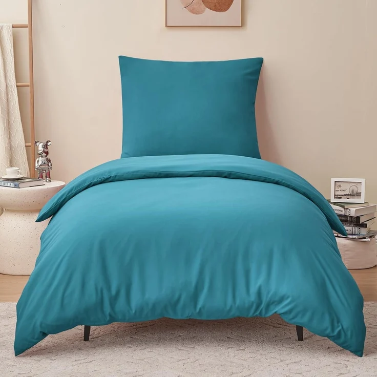 Bettwäsche Set Türkis 155x220cm Mikrofaser Weich Sommer Winter – Bild 2